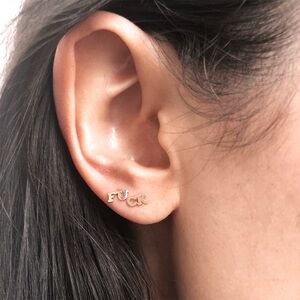 EUC ZOE CHICCO 14K GOLD FU CK EARRINGS SET